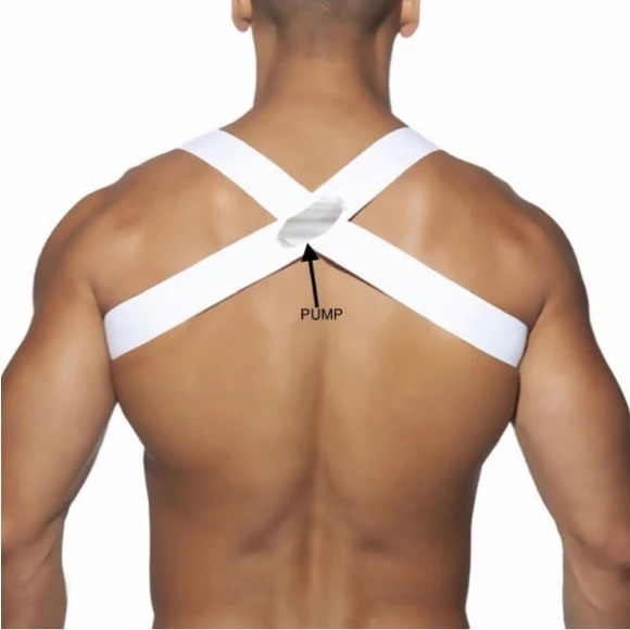 Mens Chest Strap Nylon Spandex Solid Color Sexy Male Elastic Shoulder Harness - Picture 2 of 7